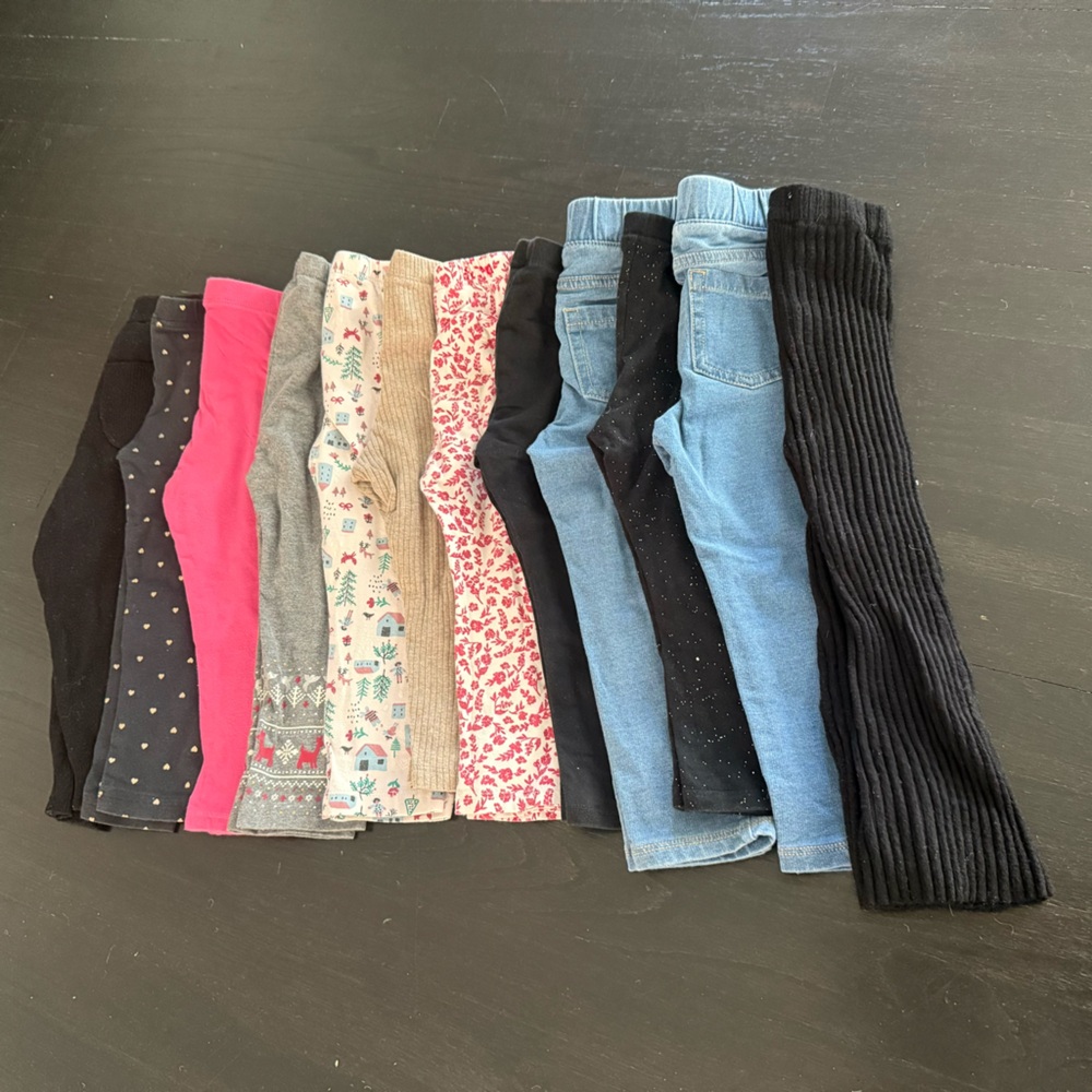 2T Girls Toddler leggings bundle lot - Zara, cat & Jack, mixed brands 12 pieces